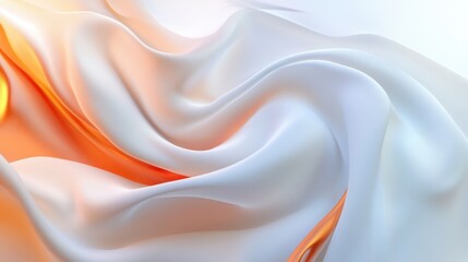 Poster - Flowing, white fabric with a hint of orange light shining through, creating a soft, ethereal effect