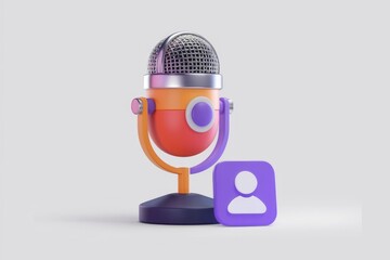 Fototapete - colorful 3d microphone with a user icon