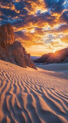 Poster - Breathtaking sunset over the golden sands and rocky formations of Death Valley revealing nature’s stunning palette
