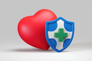 Poster - A red heart is protected by a blue shield with a green cross.