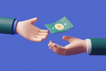 Aufkleber - Hand reaching out to receive a bill of money.