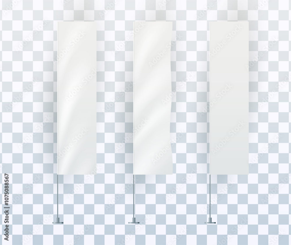 Mockups of white flags, vector banner flags. Stock Vector | Adobe Stock