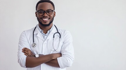 portrait of a smiling african-american doctor with stethoscope