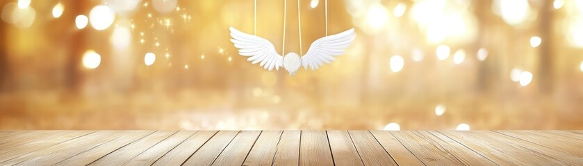 Poster - A serene scene featuring angel wings against a warm, glowing background.