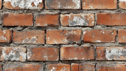 Poster - Worn red brick wall texture showcasing seamless patterns and aged details in a quaint architectural setting
