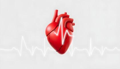 Wall Mural - abstract heart cardiogram isolated with white highlights, png