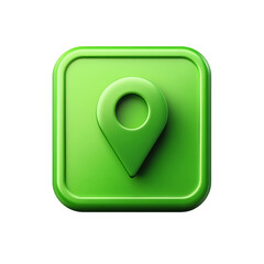 Wall Mural - 3d green location icon with shiny texture isolated on white background