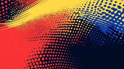 Poster - Abstract halftone background with red, yellow and blue colors.