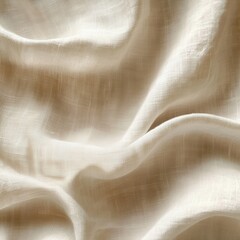Poster - Soft linen fabric texture showcasing gentle drapes in natural light, perfect for minimalistic interior design inspiration