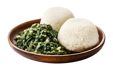 Authentic Ugali with Sukuma isolated on a transparent background