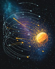 Poster - A colorful graphic representation showing Earth's motion through space amidst a backdrop of stars and cosmic elements