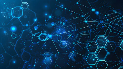 Poster - Abstract technology background with a hexagonal pattern and connection lines