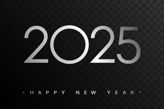 Happy new year 2025 with a transparent background. Stock illustration 2025
