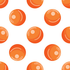 Poster - Seamless pattern featuring shiny orange spheres on a white background, creating a visually appealing and repetitive design