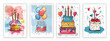 © DesignerThc - Happy Birthday card with colorful balloons and festive decorations