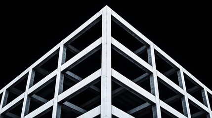 Fototapete - Architectural X Ray Blueprint 3D Rendering of Building Structure with Beams and Pillars