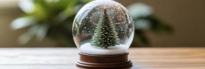 Poster - A snow globe featuring a decorated Christmas tree, capturing a festive holiday spirit.