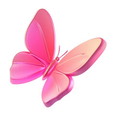 Wall Mural - pink butterfly 3d render icon isolated on transparent background cutout