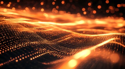 Poster - Abstract representation of flowing light and particles, evoking energy and movement.