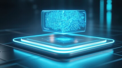 Aufkleber - Futuristic holographic interface displaying digital data.