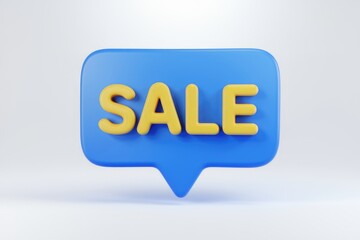 Aufkleber - 3D blue speech bubble with yellow SALE text