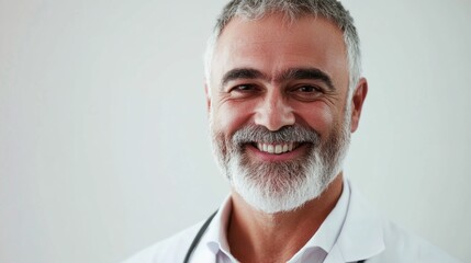 Poster - A man with a white coat and a white shirt is smiling