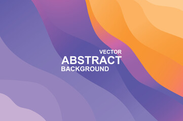 Poster - Abstract background with wavy and curvy layered shapes in gradient colors from purple to orange. Decorative wallpaper with vibrant dynamic effect of rippled diagonal line forms. Vector illustration