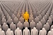 © Vibu design  gallery - A single yellow figure stands out from a crowd of gray figures.