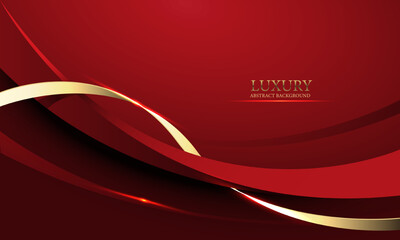 Poster - Abstract red gold light luxury wave curve with blank space for text place design modern creative background vector