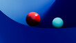 © Connect Images - Two spheres with contrasting colors on a blue gradient background with geometric shadows.