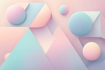 Wall Mural - Crisp clean geometric shapes in soft pastel tones with smooth blurred gradients, AI Generated