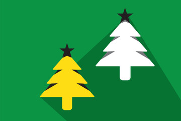 Wall Mural - White coniferous trees icons with long shadow on green background. Vector Illustration EPS 10