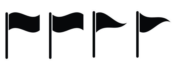 Poster - Flag icon set. Start and finish symbols. Map marks for gps point. Flags different shape, isolated. Location marker symbol Vector illustration.