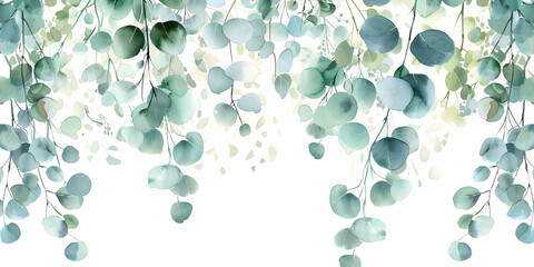 Poster - Watercolor Eucalyptus Clipart, white background