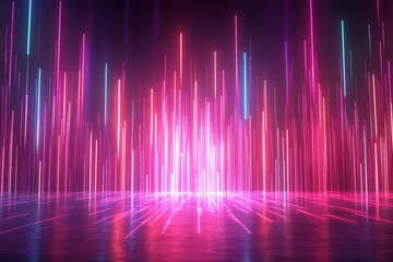 Poster - Abstract neon lines background with vibrant pink, purple, and blue colors.