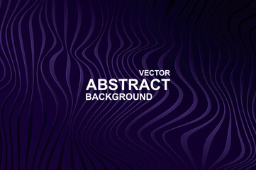 Aufkleber - Abstract background with purple wavy rippled lines on black backdrop with soft reflection. Elegance wallpaper with curve stripes texture and flow effect in repetition composition. Vector illustration
