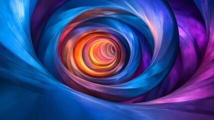 Poster - A surreal tunnel made of translucent, flowing rings with a digital glow, extending infinitely with shifting colors from blue to purple, evoking a sense of movement and endless depth. No text, no