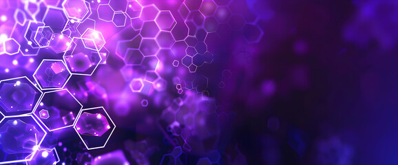 Poster - Blue and purple background with geometric hexagon