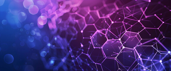 Poster - Abstract purple and blue background with a hexagonal pattern, suitable for technology