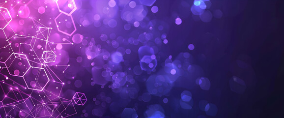 Poster - Abstract purple and blue background with a hexagonal pattern for a technology