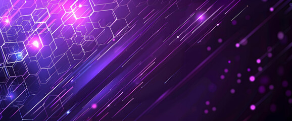 Poster - Abstract purple and blue background with a hexagonal pattern for a technology