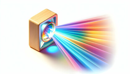 3D Macro Light Beam Prism Spectrum Clarity Epiphany Concept Ideal Epiphany Themed Ads Magazine Covers Ample Text Space Detailed Vibrant Colors White Background Icon