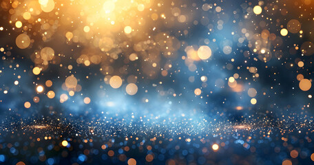 Poster - Abstract background with golden and blue bokeh lights