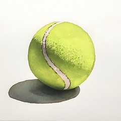 Sticker - Watercolor Painting of a Tennis Ball.