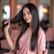 © Lucas Bissulle - mulher de cabelo liso em um salão de beleza