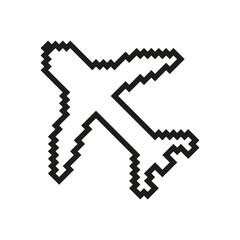 Fototapete - Pixel Art Airplane Icon. Pixelated Plane, Symbol Of Flight Or Travel. Air Transportation. Isolated Vector Illustration