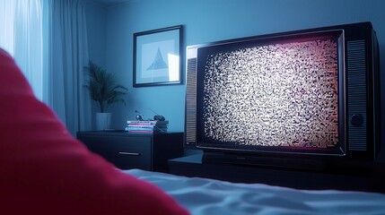 Poster - Television Static Loop, a mesmerizing display of fluctuating noise patterns, evoking nostalgia and intrigue, perfect for ambient soundscapes or creative projects.