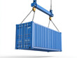 © Александр Марченко - Crane lifting blue shipping container on white background