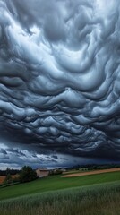 Poster - The sky is filled with clouds and the sun is hidden