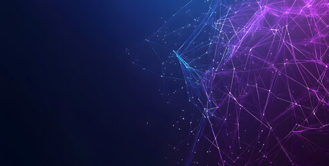 Aufkleber - A digital abstract background with glowing blue and purple connections forms the shape of an AI brain on a dark gradient, ideal for tech presentations and social network banners.